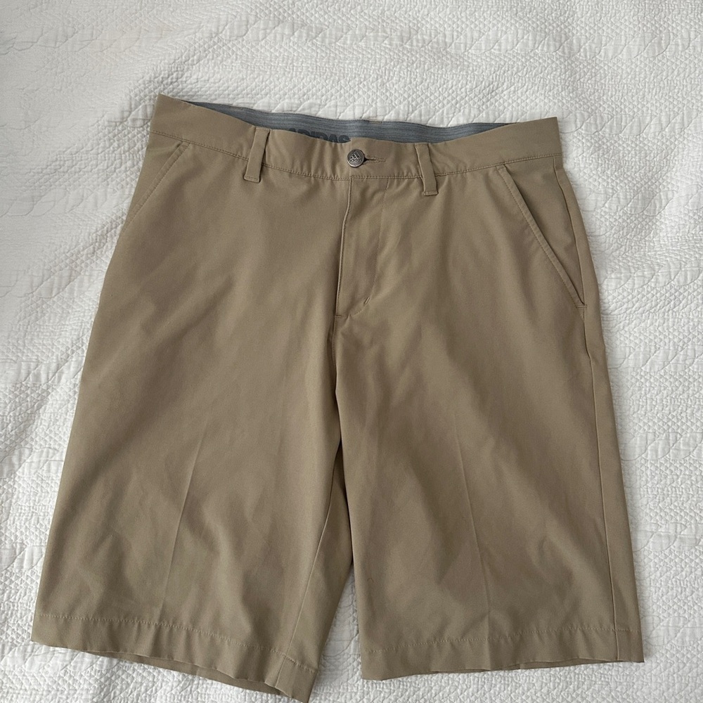 adidas Men's Khaki Flat Front Golf Shorts